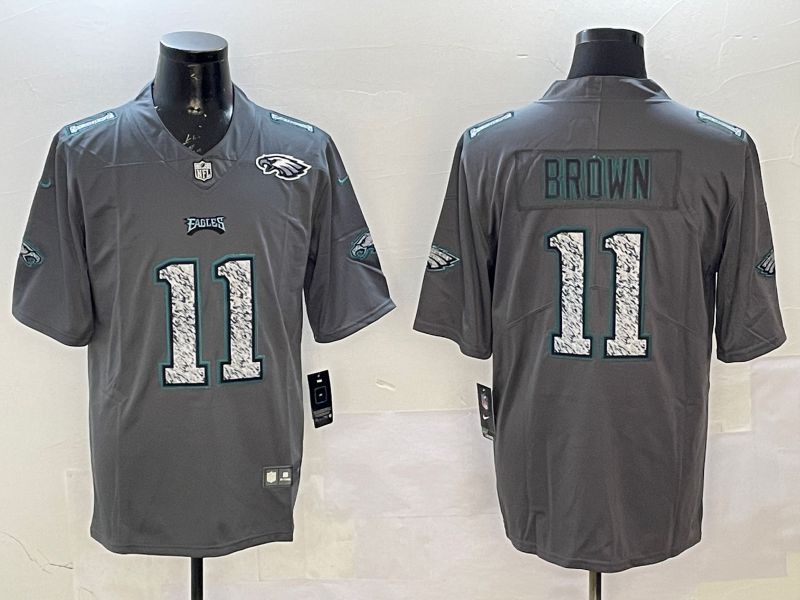 Men Philadelphia Eagles #11 Brown Grey 2025 Nike Vapor Limited NFL Jersey style 4